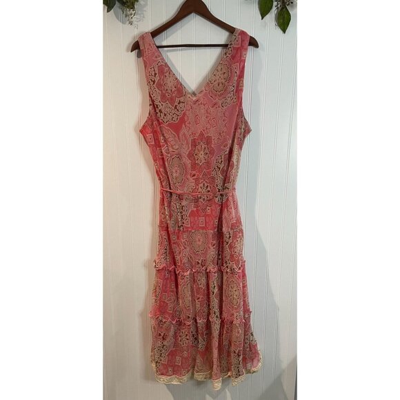 Belene Woman Pink & Beige Plus Size Maxi Dress With Lace Trim 26W 100% Polyester - Picture 1 of 13
